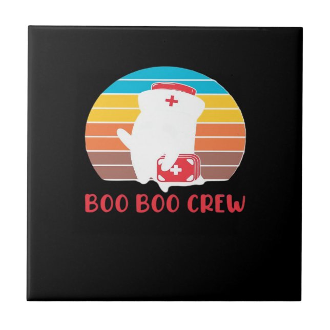 Boo Boo Crew Nurse Funny Ghost Halloween Classic T Kakelplatta (Framsidan)