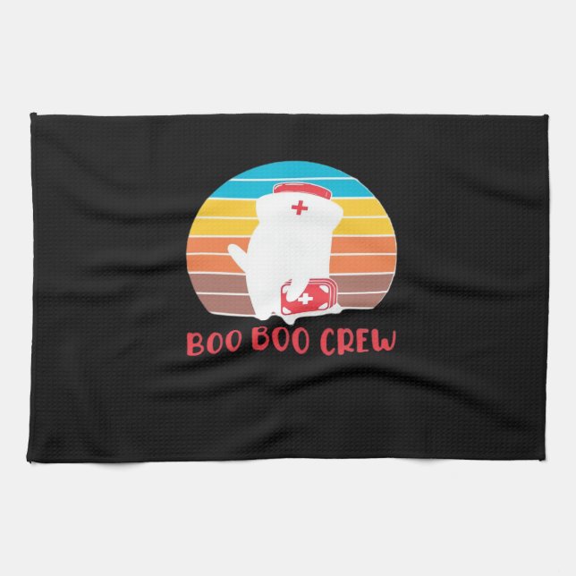 Boo Boo Crew Nurse Funny Ghost Halloween Classic T Kökshandduk (Horisontell)