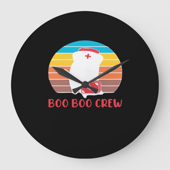 Boo Boo Crew Nurse Funny Ghost Halloween Classic T Stor Klocka (Framsida)