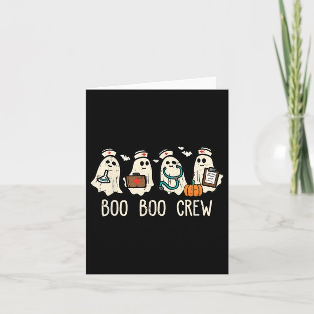 Boo Boo Crew Nurse Funny Ghost Women Halloween Cos Kort (Framsida)