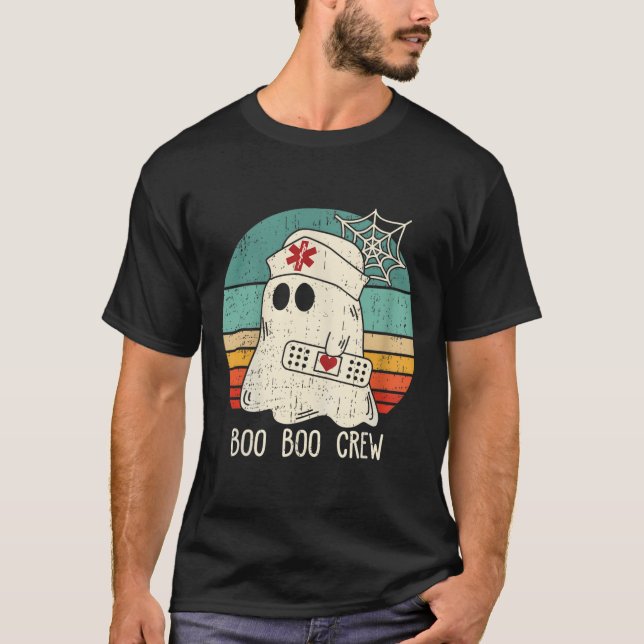 Boo Boo Crew Nurse Funny Ghost Women Halloween Cos T Shirt (Framsida)