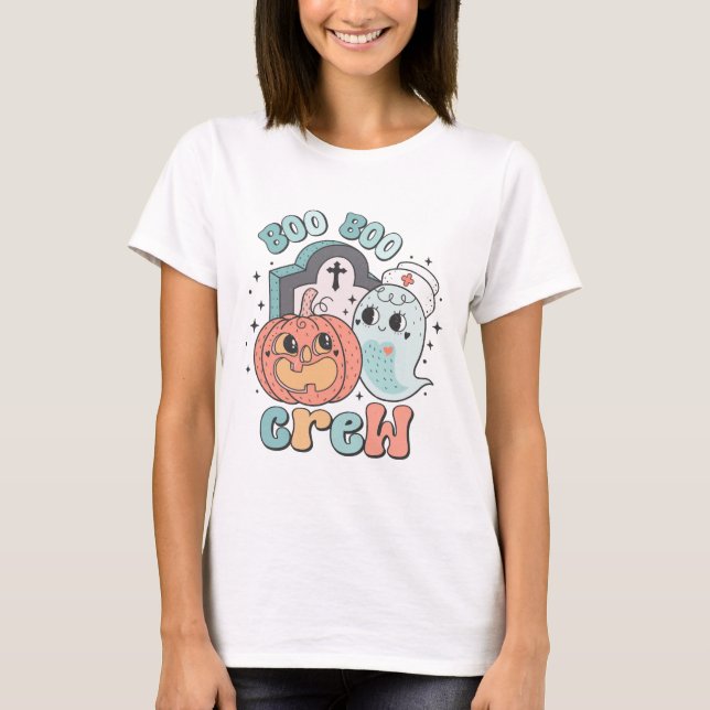 Boo Boo Crew Nurse Funny Ghost Women Halloween T Shirt (Framsida)