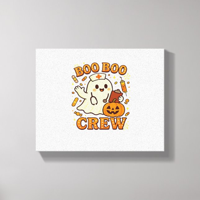 Boo Boo Crew Nurse Funny Halloween Ghost Gir Canvastryck (Framsida)