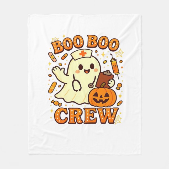 Boo Boo Crew Nurse Funny Halloween Ghost Gir Fleecefilt (Framsidan)