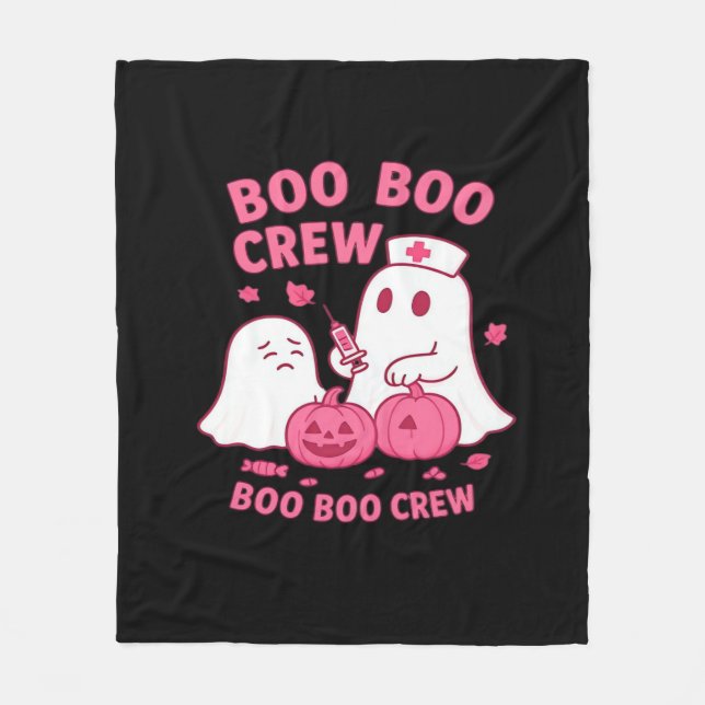 Boo Boo Crew Nurse Funny Halloween Ghost Gir Fleecefilt (Framsidan)