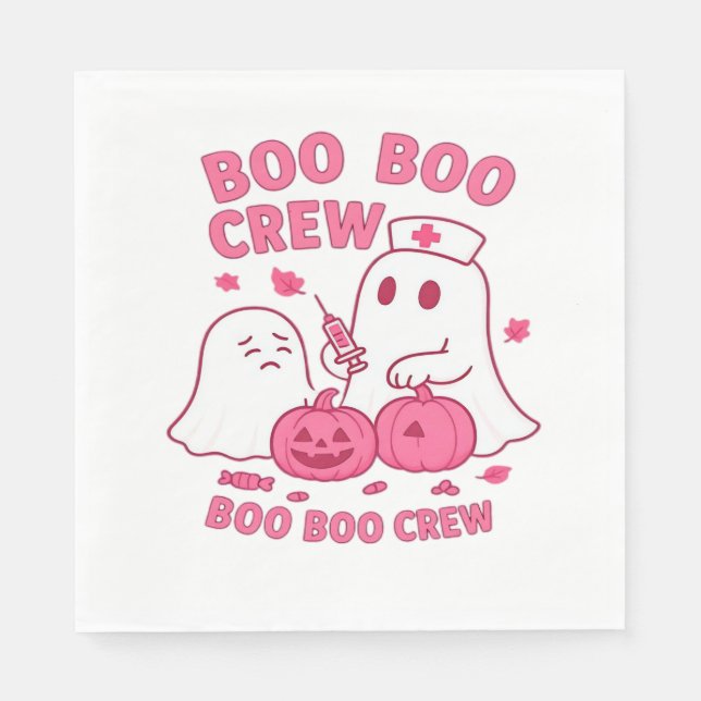 Boo Boo Crew Nurse Funny Halloween Ghost Gir Pappersservett (Framsidan)