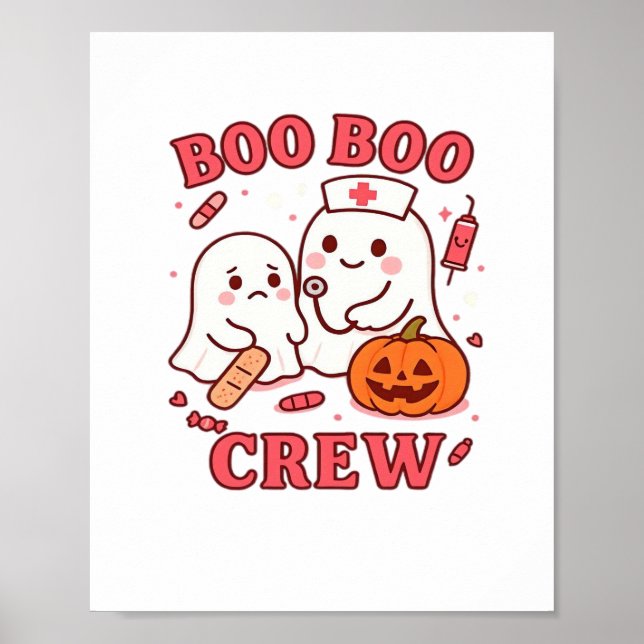 Boo Boo Crew Nurse Funny Halloween Ghost Gir Poster (Framsidan)