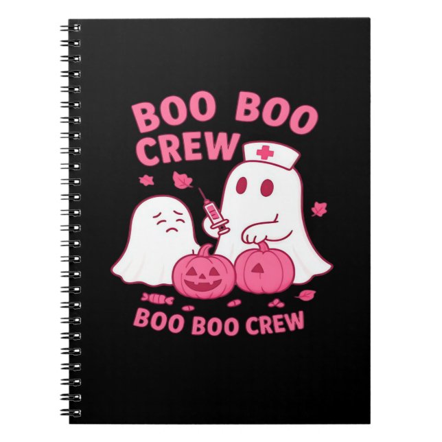 Boo Boo Crew Nurse Funny Halloween Ghost Nurse Gir Anteckningsbok (Framsidan)
