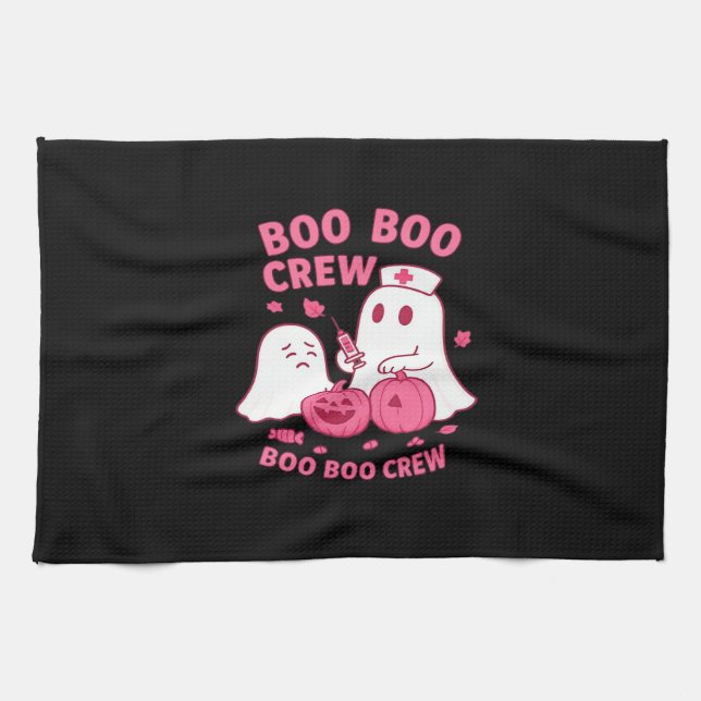 Boo Boo Crew Nurse Funny Halloween Ghost Nurse Gir Kökshandduk (Horisontell)