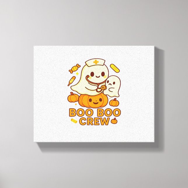 Boo Boo Crew Nurse Ghost Classic T-Shirt Canvastryck (Framsida)