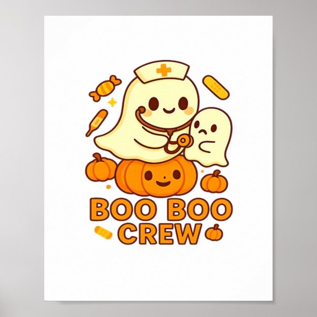 Boo Boo Crew Nurse Ghost Classic T-Shirt Poster (Framsidan)