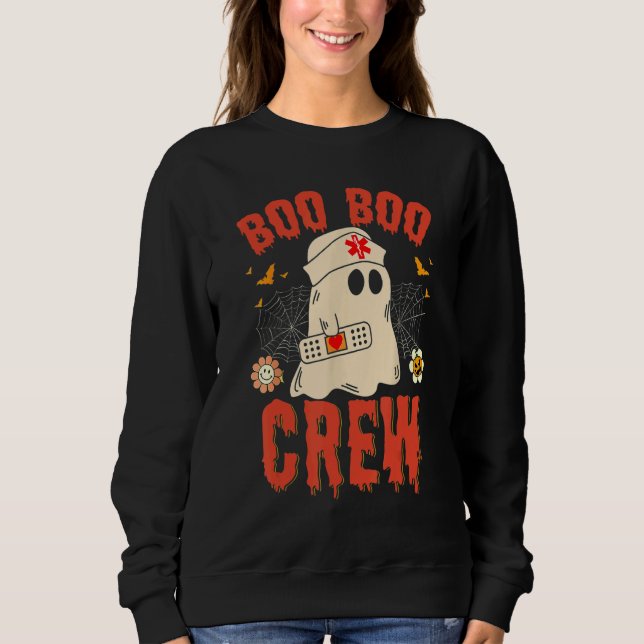 Boo Boo Crew Nurse Ghost Funny Halloween Costume T Shirt (Framsida)