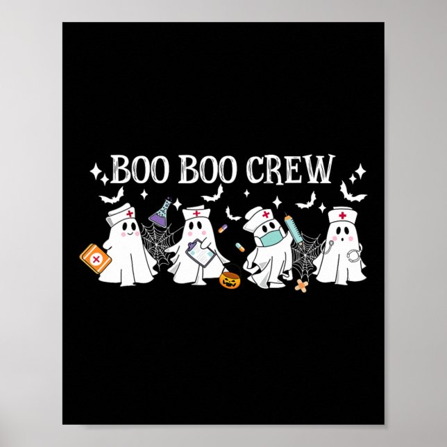 Boo Boo Crew Nurse Ghost Funny Halloween Poster (Framsidan)