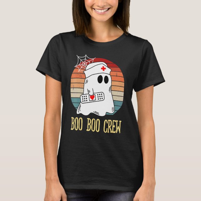 Boo Boo Crew Nurse Ghost  Halloween Costume 1 T Shirt (Framsida)