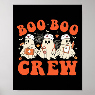 Boo Boo Crew Nurse Ghost SCrub Top Nursing Hallowe Poster