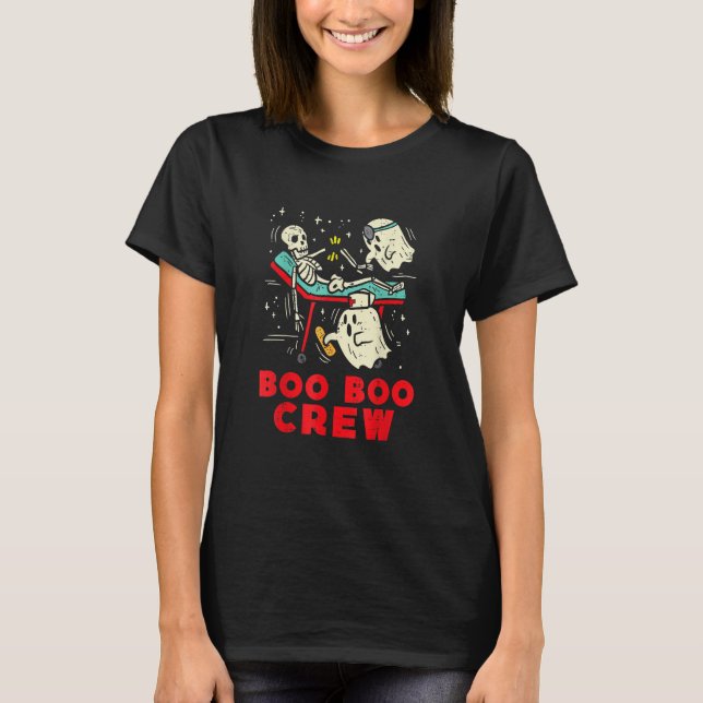Boo Boo Crew Nurse Ghost & Skeleton Halloween T Shirt (Framsida)