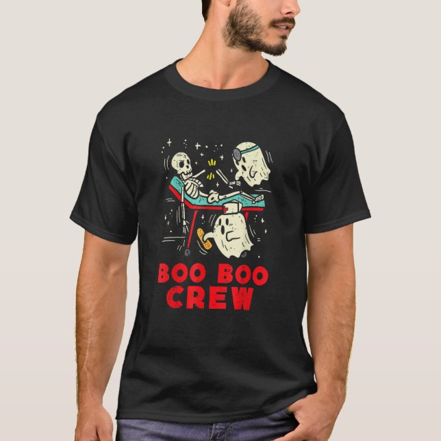 Boo Boo Crew Nurse Ghost & Skeleton  Halloween T Shirt (Framsida)