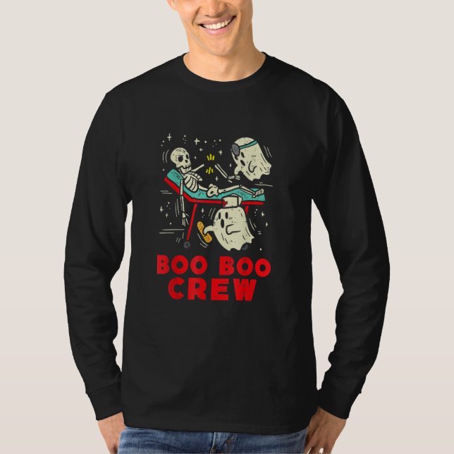Boo Boo Crew Nurse Ghost & Skeleton  Halloween T Shirt (Framsida)