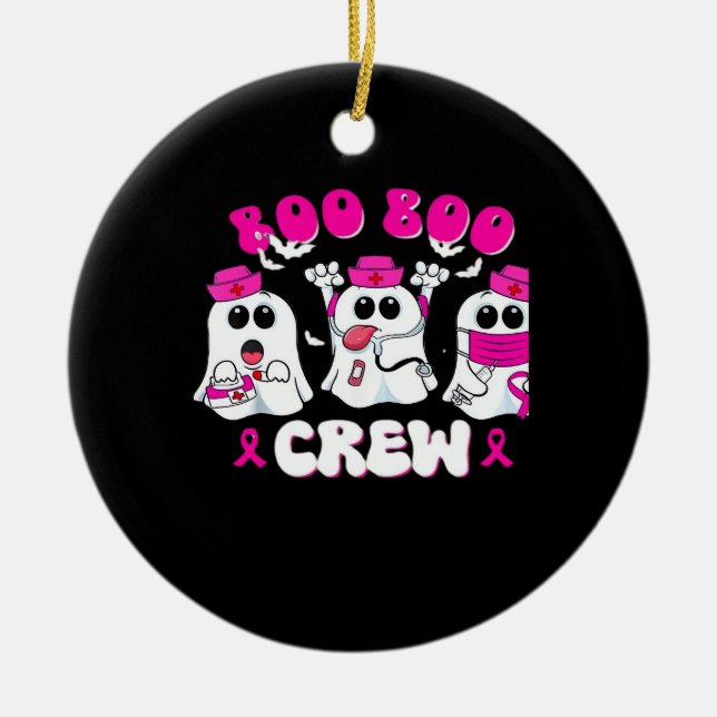 Boo Boo Crew Nurse Halloween Costume Ghost Breast  Julgransprydnad Keramik (Framsidan)