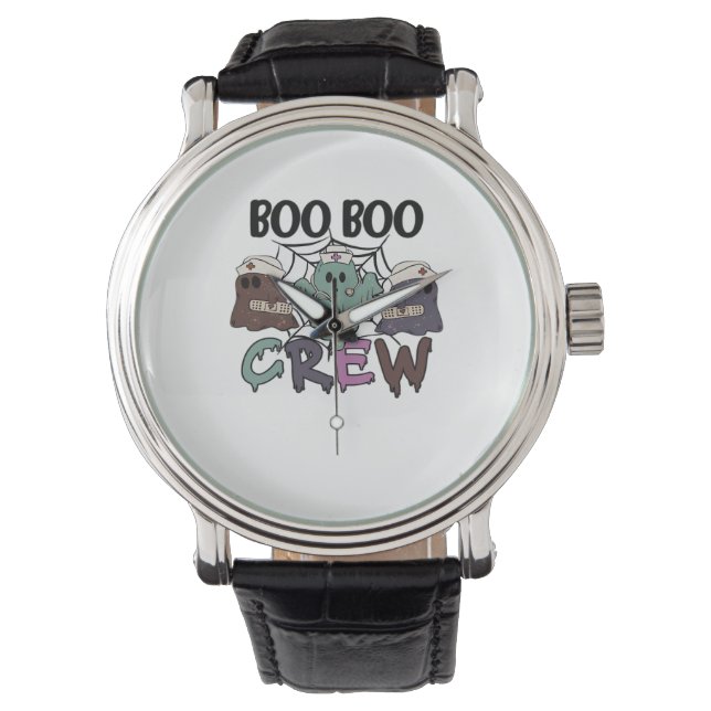 Boo Boo Crew Nurse Halloween Ghost Funny Classic T Armbandsur (Framsida)