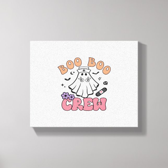 Boo Boo Crew Nurse Halloween Ghost Funny Classic T Canvastryck (Framsida)