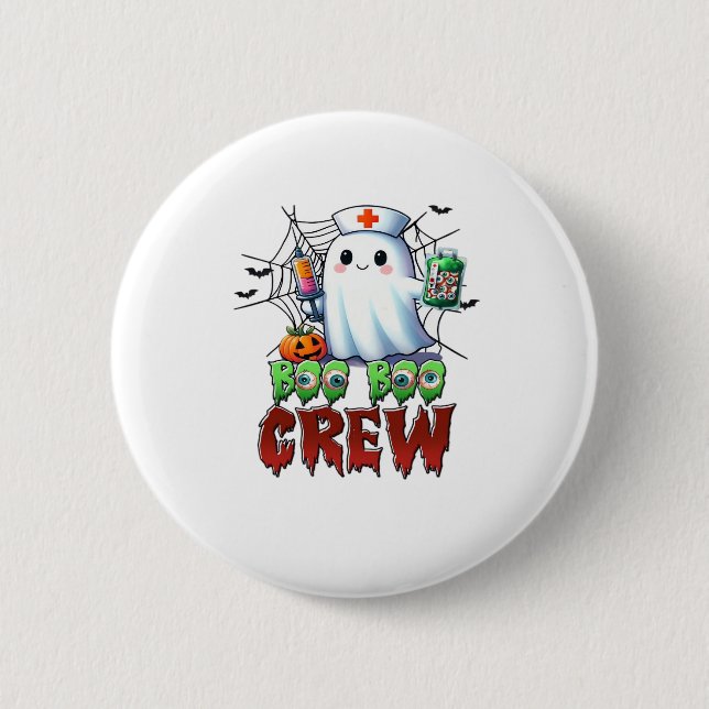 Boo Boo Crew Nurse Halloween Ghost Funny Classic T Knapp (Framsida)