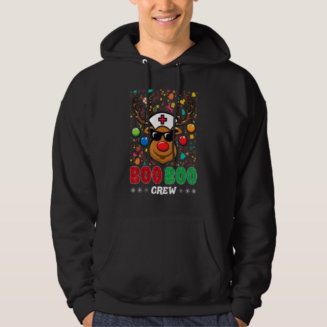 Boo Boo Crew Nurse jul Reindeer Nurses Rn Hoodie (Framsida)