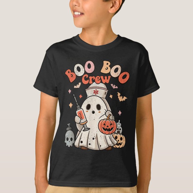 Boo Boo Crew Nurse Medical Halloween Costume  T Shirt (Framsida)