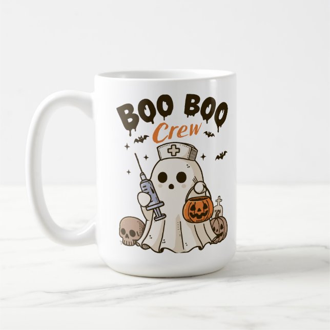 Boo Boo Crew Nurse Personlig Halloween Kaffemugg (Vänster)
