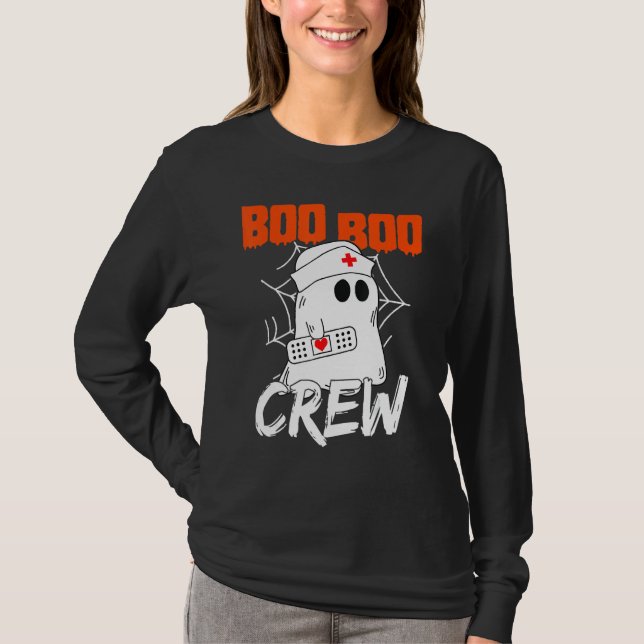 Boo Boo Crew Nurse Scary Halloween Costume Ghost T Shirt (Framsida)