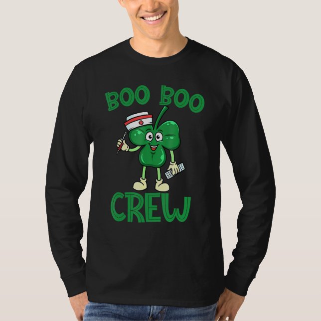 Boo Boo Crew Nurse St Patrick S Day Lucky Shamrock T Shirt (Framsida)