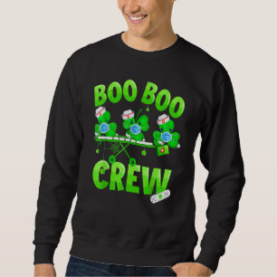 Boo Boo Crew Nurse St Patrick S Day Shamrock Ansik Lång Ärmad Tröja