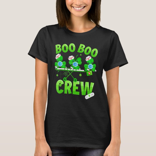 Boo Boo Crew Nurse St Patrick S Day Shamrock Ansik T Shirt (Framsida)