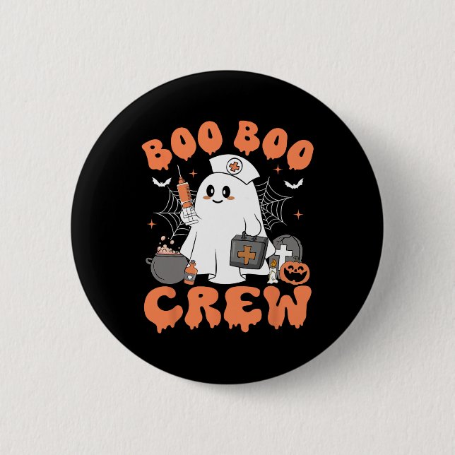 Boo Boo Crew Nurse Women Cute Ghost Halloween Nurs Knapp (Framsida)