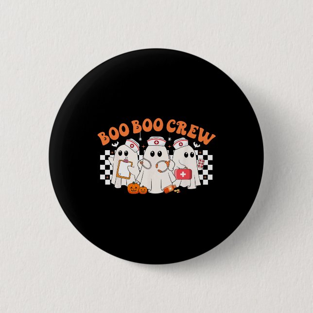 Boo Boo Crew Nurse Women Retro Halloween Ghost Nur Knapp (Framsida)