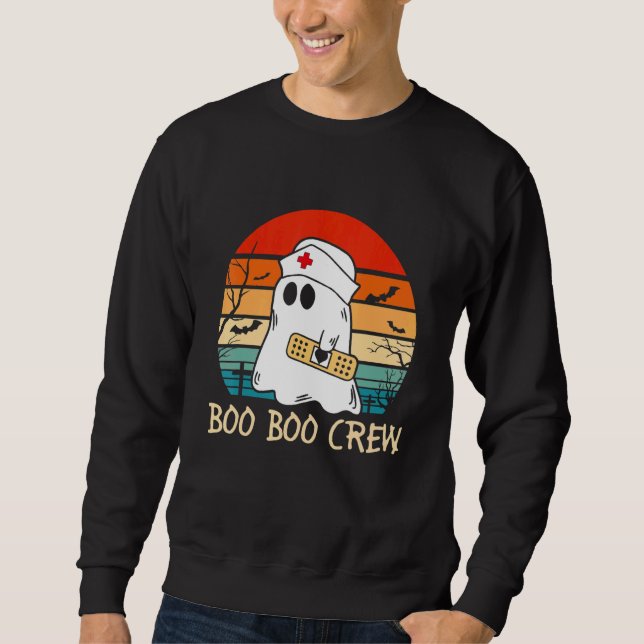 Boo Boo Crew quote Nurse cool Halloween Nurse Cost Lång Ärmad Tröja (Framsida)
