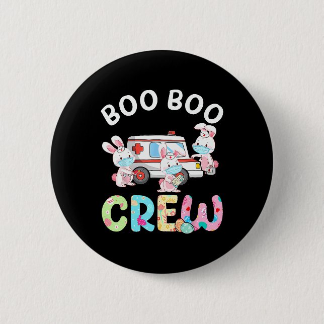 Boo Boo Crew Roligt Bunny Ems Emt Sjukvårdare Nurs Knapp (Framsida)