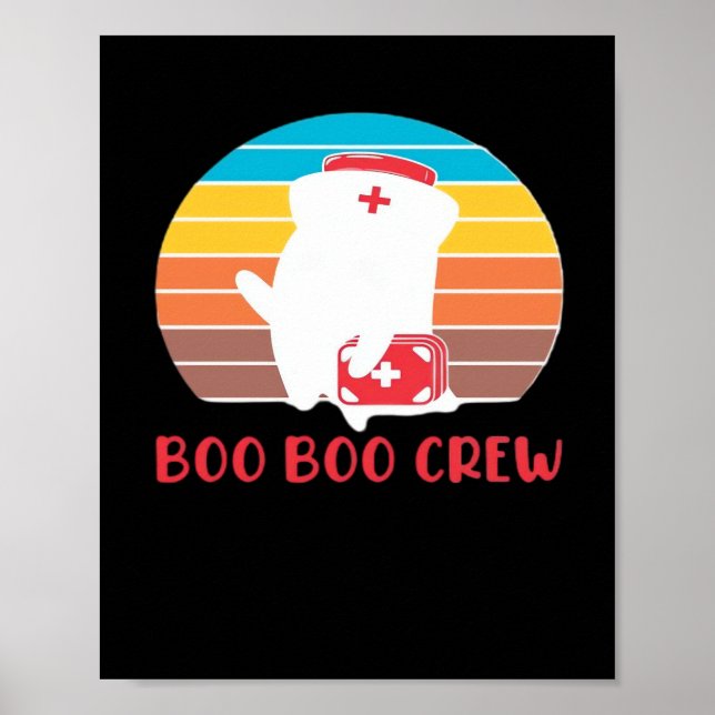 Boo Boo Crew Sjuksköterska Roligt Spöke Halloween  Poster (Framsidan)