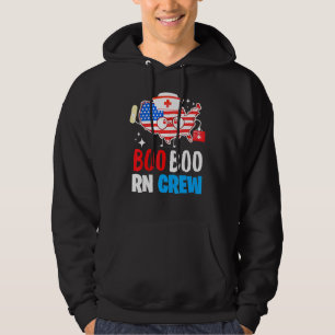 Boo Boo Rn Crew American Flagga 4:e juli Usa Nurs Hoodie