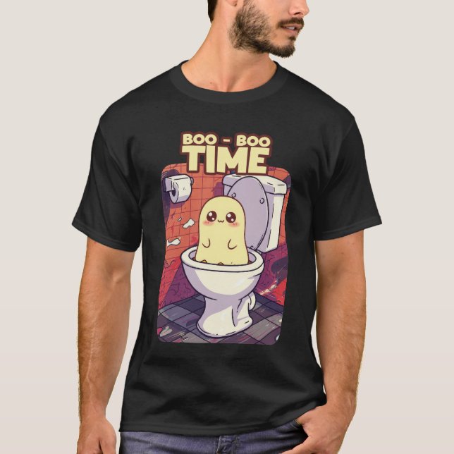 Boo-Boo-tid - Funny Ghost Toilet Design T Shirt (Framsida)