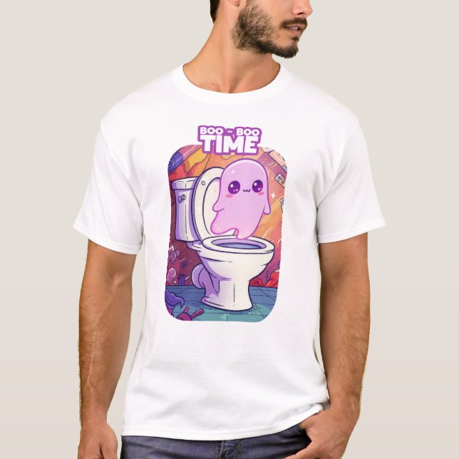 Boo-Boo-tid - Funny Ghost Toilet Design T Shirt (Framsida)
