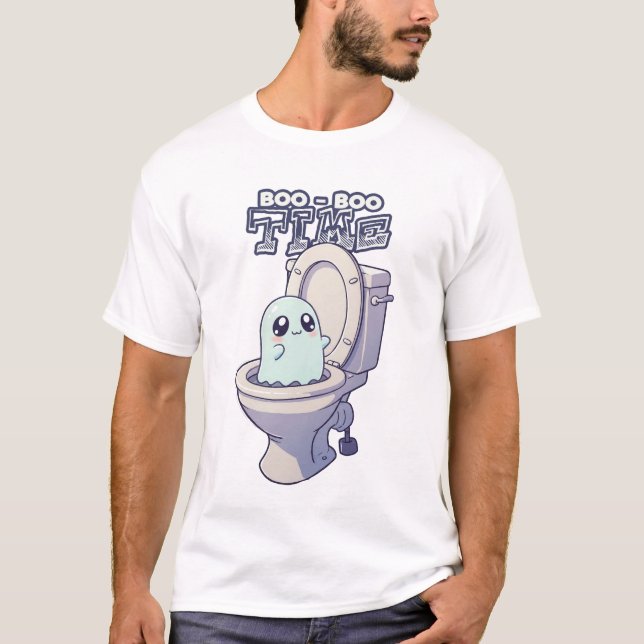 Boo-Boo-tid - Funny Ghost Toilet Design T Shirt (Framsida)