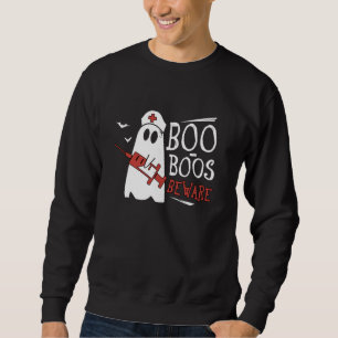 Boo Boos Beware Spooky Doktor Techs Ghost Nurse Ha Lång Ärmad Tröja