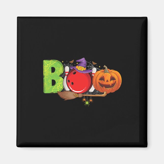 Boo Bowling Byll Käglor Älskare Bowling Halloween  Magnet (Framsidan)