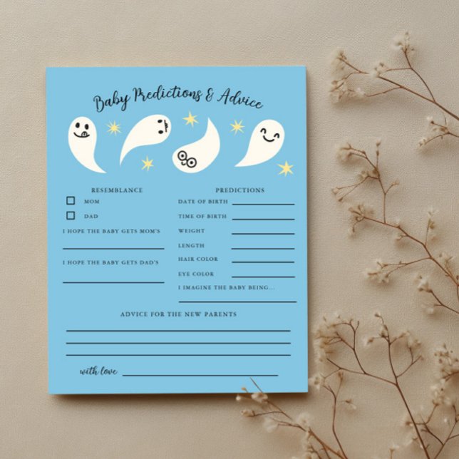 Boo Boy Shower Baby Predications & Advice Card (Skapare uppladdad)