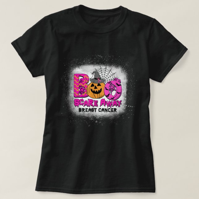 Boo Breast Cancer Pink Ribbon Funny Halloween Pump T Shirt (Design framsida)