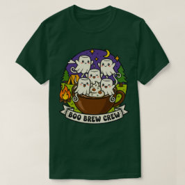 Boo Brew Crew Cute Ghost Coffee Design T Shirt