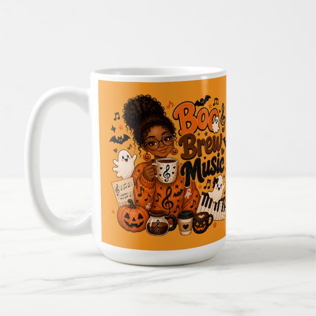 Boo Brew Musiklärare Orange Halloween-mugg Kaffemugg (Vänster)