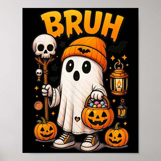Boo Bruh Ghost Halloween Cute Ghost Bus eller godi Poster (Framsidan)
