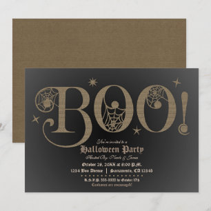 BOO Brun Rustik Elegant Halloween Kostymfest Inbjudningar